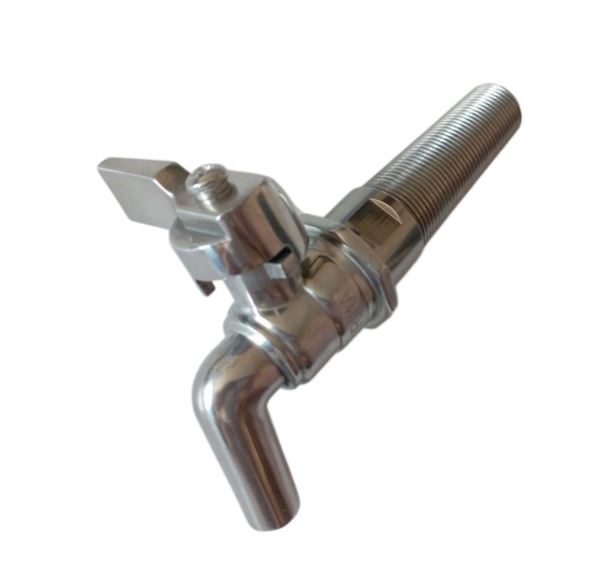 Wine tap for wooden barrel in stainless steel