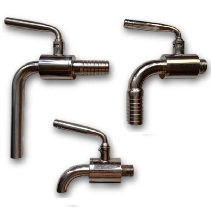 Large wine tap for large beverage tanks in stainless steel