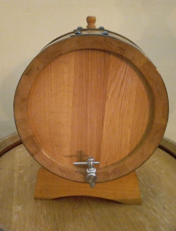 Small stainless steel tap for oak wine barrel